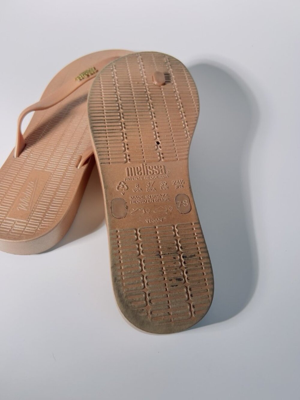 Melissa Sun Venice Flip Flop Metallic Gold Women’s Size 8 - Picture 6 of 8